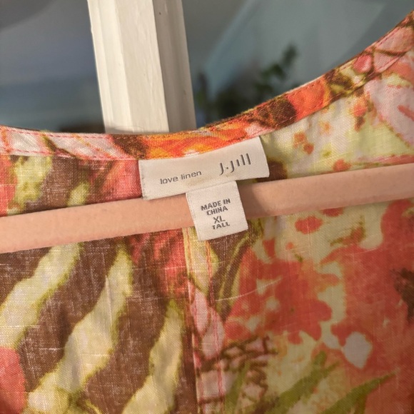 Floral Linen Sleeveless Dress - Multicolor - Picture 3 of 7